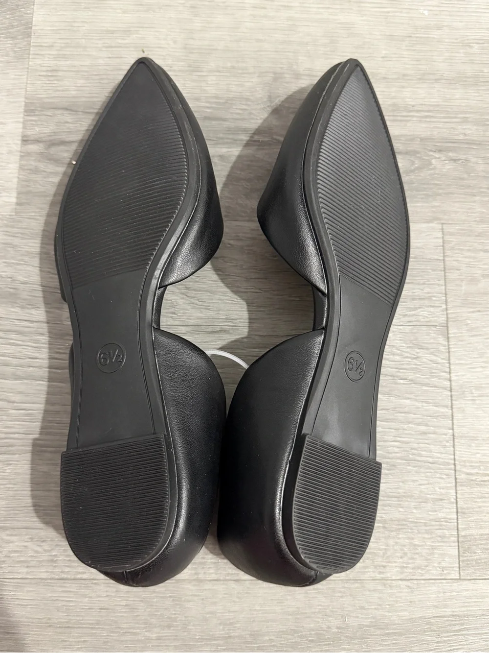 a new day Black D'Orsay Flats with Tan Insole